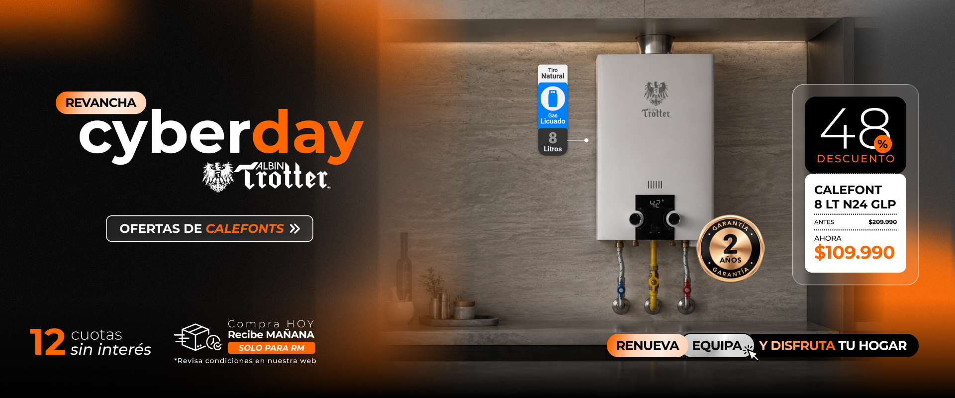 Oferta Cyber Calefont Albin Trotter 8 litros